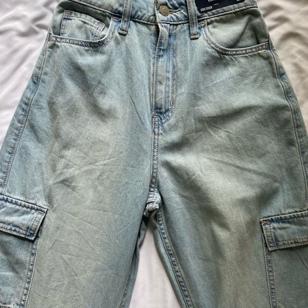 highest rise light wash vintage baggy cargo jeans - Picture 2 of 3